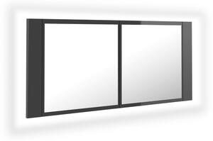 VidaXL LED kupaonski ormarić s ogledalom sjajni sivi 100x12x45 akrilni
