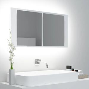 VidaXL LED kupaonski ormarić s ogledalom sjajni bijeli akrilni