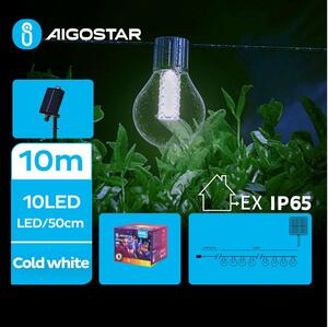 Aigostar - LED Solarni dekorativni lanac 10xLED/8 funkcija 10,5m IP65 hladna bijela