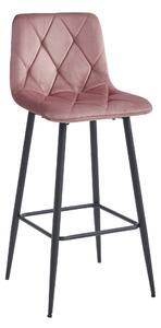 Tamno ružičasta barska stolica NADO VELVET s crnim nogama