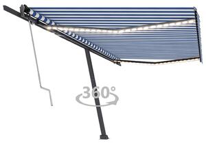 VidaXL Automatska tenda sa senzorom LED 500x350 cm plavo-bijela