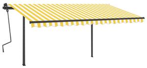 VidaXL Automatska tenda na uvlačenje sa stupovima 4x3,5 m žuto-bijela