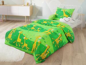 Krep posteljina za krevetic Žirafa zelena