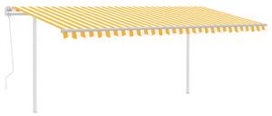 VidaXL Automatska tenda na uvlačenje sa stupovima 5x3,5 m žuto-bijela