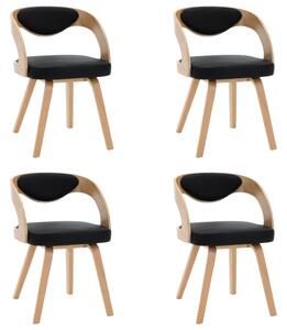 VidaXL Blagovaonske stolice od savijenog drva i umjetne kože 4 kom crne