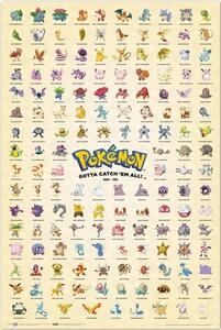 Poster Pokémon - Kanto Prva Generacija, (61 x 91.5 cm)