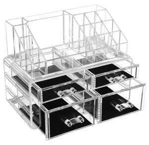 Akrilni kozmetički organizator s 4 ladice, prozirni | SONGMICS