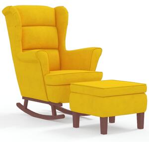 VidaXL Stolica za ljuljanje s drvenim nogama i stolcem žuta baršun