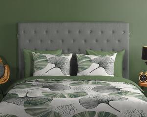Zelena/krem pamučna posteljina za krevet za jednu osobu 140x200 cm – Good Morning