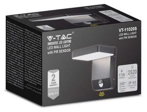 V-TAC Zidna LED četvrtasta svjetiljka sa senzorom 17W 4000K – IP65 crna