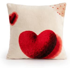 Dvostruka jastučnica DUO SENSE HEARTELLE 45x45 cm mikropliš/flanel, krem boja