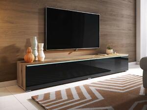 TV stol Sarasota 121Sjajno crna, Wotan hrast, 180x30x33cm