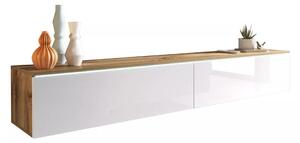 TV stol Sarasota 121Sjajno bijela, Wotan hrast, 180x30x33cm