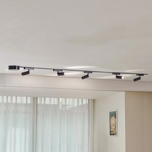 Lindby Sustav tračnica 48V Lumaro Spots 5-krak. crna Ø 4cm prigušiva, prigušiva, Crno, Dnevni boravak/blagovaonica, Aluminij