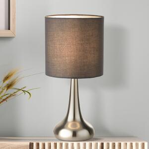 Searchlight Stolna lampa Neraiah, siva/srebrna, tekstil, 34 cm, prigušljiva, Sivo, Dnevni boravak/blagovaonica, Tkanina / tekstil