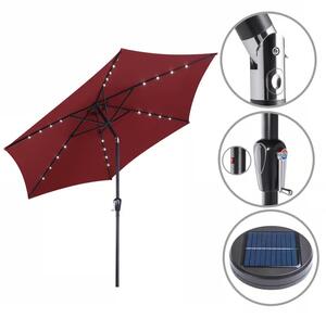 Vrtni LED solarni aluminijski suncobran Miami - 270 cm, crveni, UV 80+