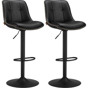 Set od 2 barske stolice, podesive visine, 44 x 48 x (90–112) cm, crne boje | VASAGLE