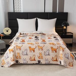 Prekrivač za krevet s uzorkom COLORED CATS krem boje Dimenzije: 170 x 210 cm