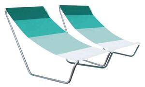 Set od 2 sklopive ležaljke za plažu SAND, zelene pruge