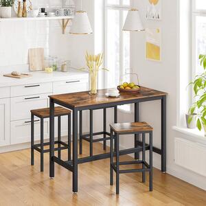 Barski stol sa 2 barske stolice, kuhinjski barski stol 120 x 60 x 90 cm | VASAGLE