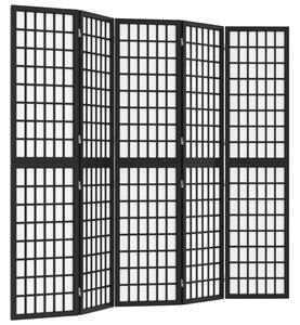 VidaXL Sklopiva sobna pregrada 5 panela japanski stil 200x170 cm crna