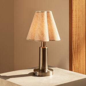 Audo Copenhagen Admiral punjiva stolna lampa, krom/bež, 27 cm, tkanina, prigušiva, Bež, Dnevni boravak/blagovaonica, Plastika