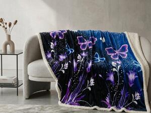 Mikropliš deka s imitacijom ovčjeg krzna VIOLET BUTTERFLY tamnoplava Dimenzije: 200 x 220 cm