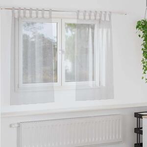 Voile zavjesa 2 kom. Svijetlo siva 140 x 140 cm Poliester - Svjetlosiva 140 x 140 cm s mašnama na vrhu