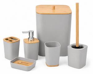Kupaonski set NATUREO 6 kom, bambus/siva