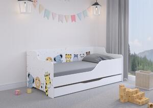 Dječji krevet s uzglavljem LILU 160 x 80 cm - ZOO MINI krevet + skladišni prostor A - lijeva strana (zaštitna ogradica)
