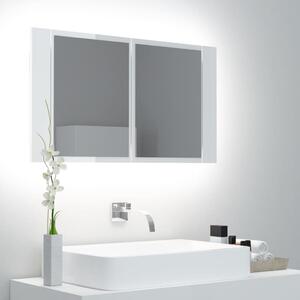 VidaXL LED kupaonski ormarić s ogledalom sjajni bijeli 80x12x45 cm