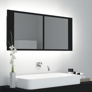 VidaXL LED kupaonski ormarić s ogledalom crni 100x12x45 cm akrilni