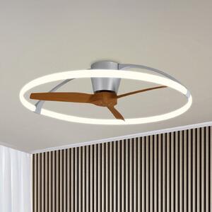 Mantra Iluminación Nepalski pametni LED stropni ventilator, srebrna/orahova, DC, tih, prigušiva, Drvo, Dnevni boravak/blagovaonica, Metal