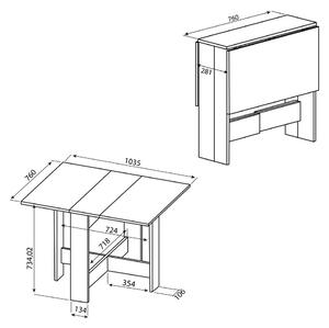 Proširiv blagovaonski stol s pločom stola u betonskom dekoru 76x28 cm Papillon – TemaHome