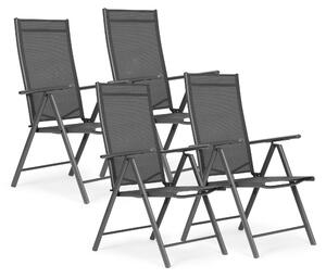 Set od 4 sklopive vrtne stolice, čelik, podesivi naslon, sive, MultiGarden