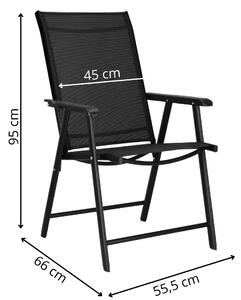 Sklopiva metalna vrtna stolica,crna 56 x 64 x 94 cm