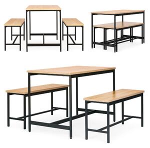 ModernHome blagovaonski set Loft – stol i 2 klupe za kuhinju ili blagovaonicu