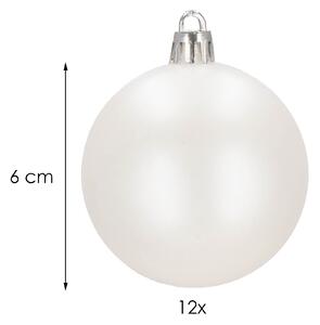 Božićne kuglice 6 CM 12 KOM. mat bijele