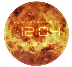 Zidni sat sa led ekranom - planet zemlja, 32 cm, naranđasti