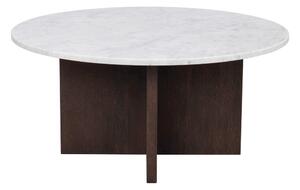 Bijelo-smeđi mramorni okrugli stolić 90x90 cm Brooksville - Rowico