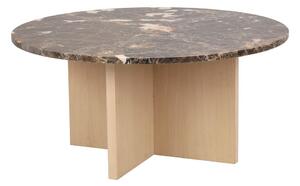 Smeđi mramorni okrugli stolić za kavu 90x90 cm Brooksville - Rowico