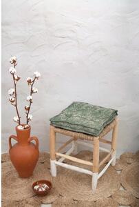 Zelena sjedalica od lana Tierra Bella Green Flowers, 37 x 37 cm