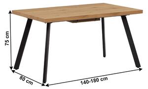 Zondo Jedálenský stôl Nelen (pre 6-8 osôb) (dub + kov). 1034323