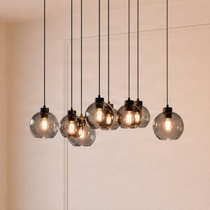 TK Lighting Viseća svjetiljka Cubus, duljine 95 cm, 8 žarulja, dimno siva, staklo, prigušiva, Sivo, Dnevni boravak/blagovaonica, Staklo