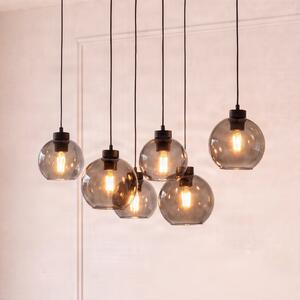 TK Lighting Viseća lampa Cubus, dim siva, staklo, dužina 74 cm, 6 sijalica, prigušiva, Sivo, Dnevni boravak/blagovaonica, Staklo