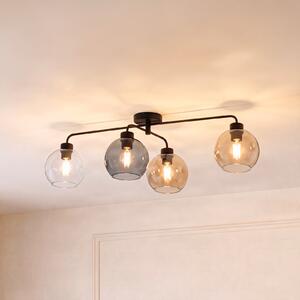 TK Lighting Stropna svjetiljka Cubus s četiri žarulje, prozirna/jantarna/siva, prigušiva, Sivo, Dnevni boravak/blagovaonica, Staklo