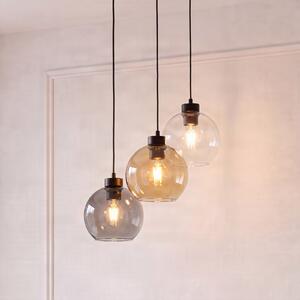 TK Lighting Viseća svjetiljka Cubus, Ø 50 cm, 3 žarulje, prozirna/medeno smeđa, staklo, prigušiva, Višebojno, Dnevni boravak/blagovaonica, Staklo, Zavjese u paketu