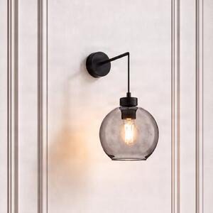 TK Lighting Zidna lampa Cubus, crna/dimno siva, staklo, visina 30 cm, E27, prigušiva, Sivo, Dnevni boravak/blagovaonica, Staklo, Metak