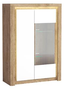 Zondo.hr Vitrina Livia 05 (s LED rasvjetom) (hrast ribbeck + bijeli sjaj). Akcija -20%. 1057861