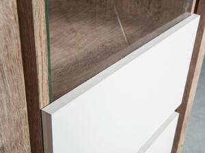 Zondo.hr Vitrina Livia 05 (s LED rasvjetom) (hrast ribbeck + bijeli sjaj). Akcija -20%. 1057861